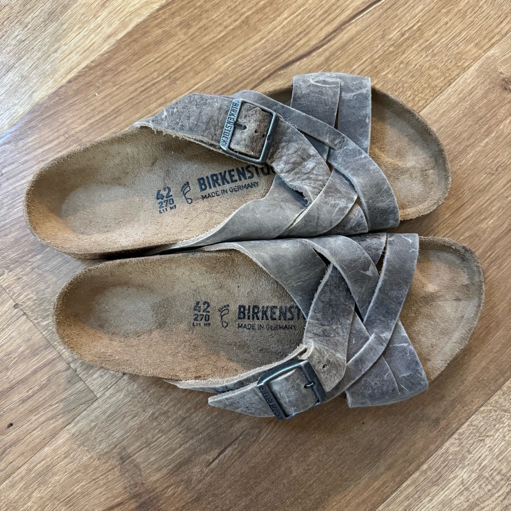 Birkenstock EU 42 Lugano Soft Footbed Suede Leather - Taupe
